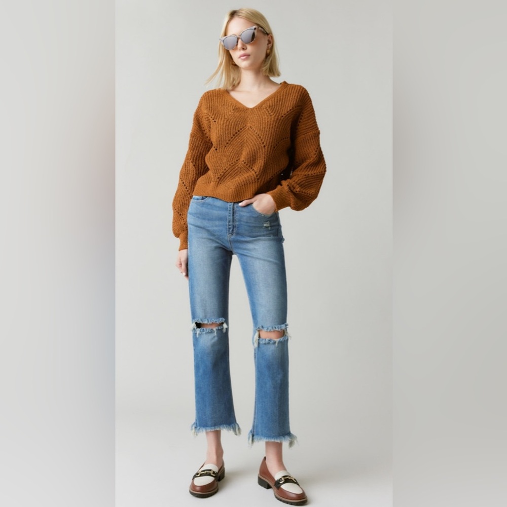 Francesca's NWT Jannette Bar Back Pullover - Brown